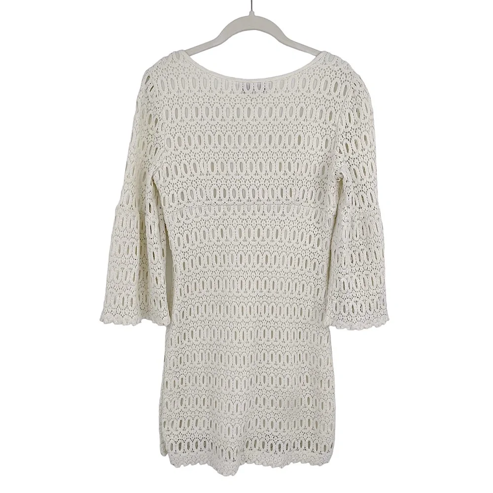 TRINA TURK Off White Cotton Eyelet Crochet Sheath Dress - Size 8 - Picture 5 of 14